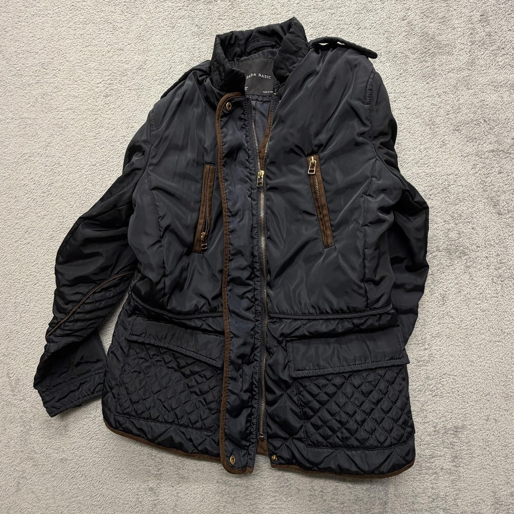 Zara Basic Jacket Womens Large Black Quilted Puff… - image 6